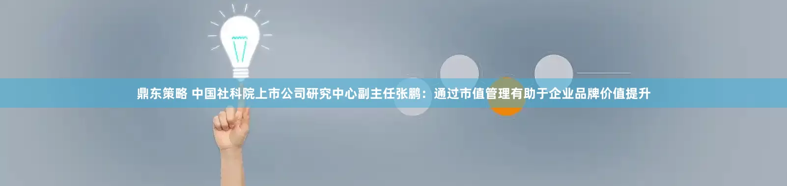 鼎东策略 中国社科院上市公司研究中心副主任张鹏：通过市值管理有助于企业品牌价值提升
