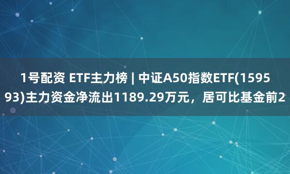 1号配资 ETF主力榜 | 中证A50指数ETF(159593)主力资金净流出1189.29万元，居可比基金前2
